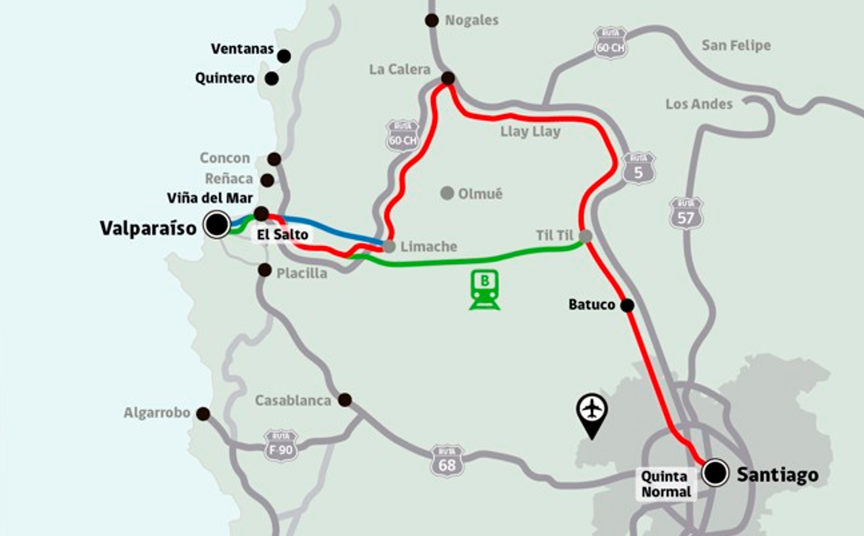 Dirección General de Concesiones publica llamado a licitación del Estudio Integral del Tren Valparaíso-Santiago 