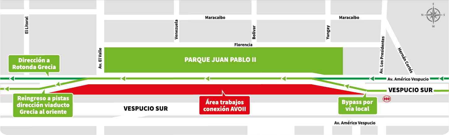 A partir del 4 de febrero se implementará desvío en Vespucio Sur en la comuna de Peñalolén
