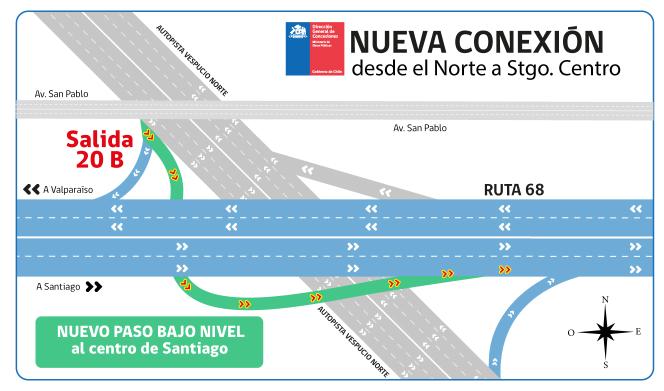 Autopista Vespucio Norte habilita nueva conexión con Ruta 68