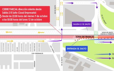 Este fin de semana se cerrará calzada sur de Av. Vespucio en el sector de Av. El Salto por trabajos en AVO I