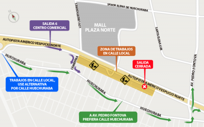 Desde este viernes 3 de enero se cierra Salida 5 a Pedro Fontova por trabajos en Autopista Américo Vespucio Norte
