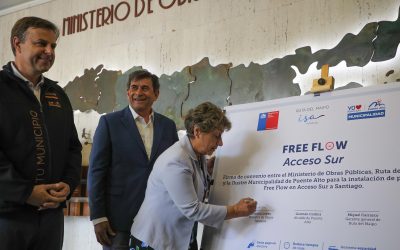 MOP suscribe acuerdo con Ruta del Maipo y Municipio de Puente Alto para instalar sistema free flow en autopista Acceso Sur en 2024